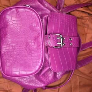 Cute hot pink croc embossed mini backpack purse
